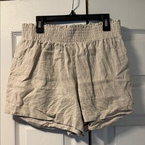 Reformation Linen High Waist Beige Shorts